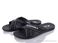 Шлепки 2024-004-1 чорний-білий батал DeMur / p. 43-47 / 6пар