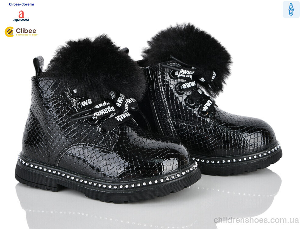 Ботинки ANQ236-1 black фліс Clibee-Doremi / p. 21-25 / 6пар