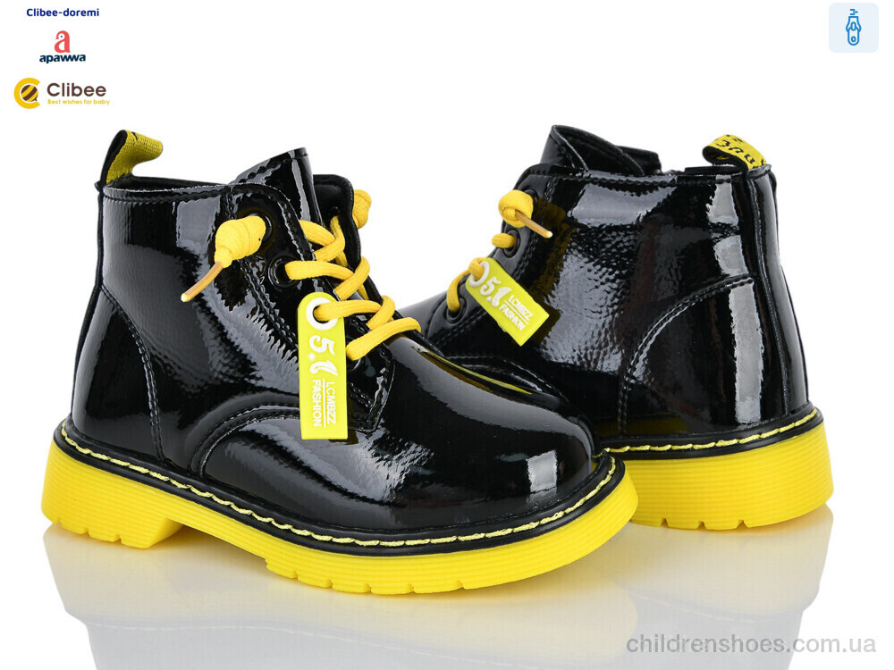 Ботинки ABC(P)708-1 black-yellow фліс Clibee-Doremi / p. 26-30 / 5пар