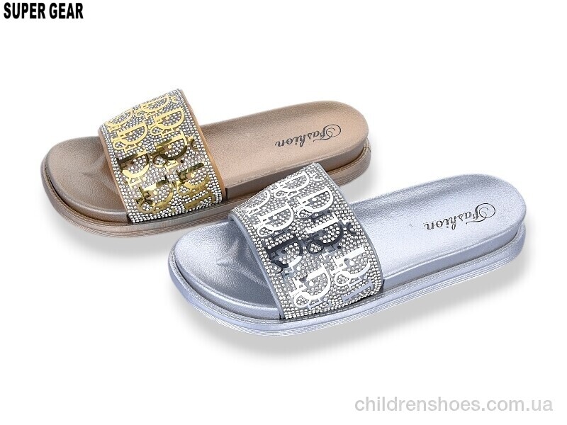 Шлепки женские No brand 02-888 gold-silver mix
