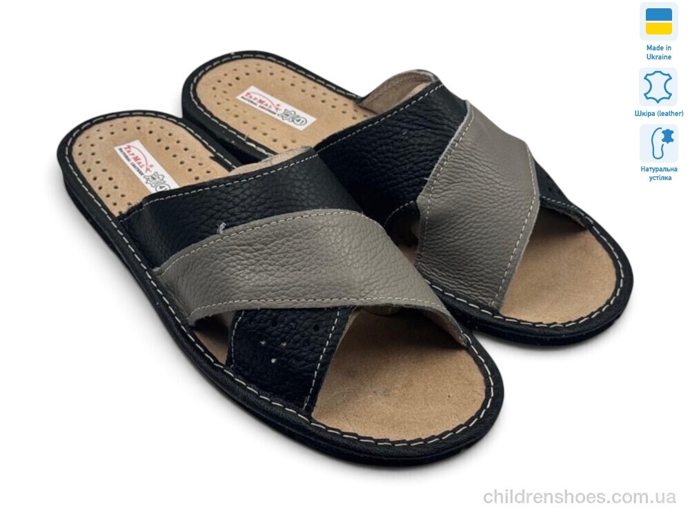 Тапки 005-8 чорно-бежевий Rai shoes / p. 41-45 / 6пар