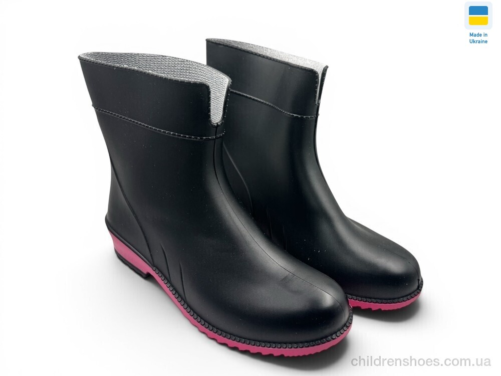 Резиновая обувь Літма чорно-рожевий Rai shoes / p. 36-41 / 6пар