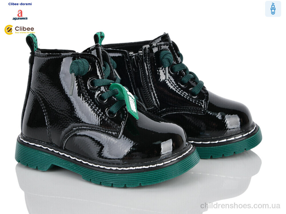 Ботинки ABC(P)708 black-green фліс Clibee-Doremi / p. 21-25 / 5пар