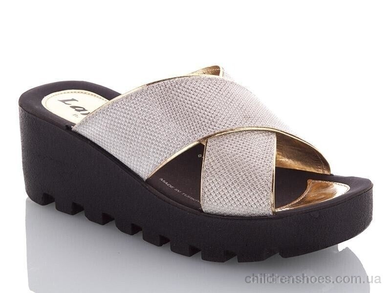 Шлепки женские Demur W777-19 white-gold