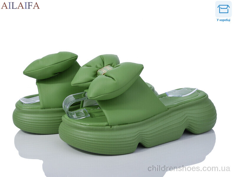 Шлепки женские Ailaifa 7053 green