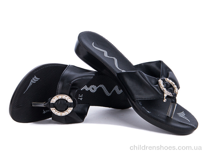 Шлепки женские Selena Мона кольцо черный