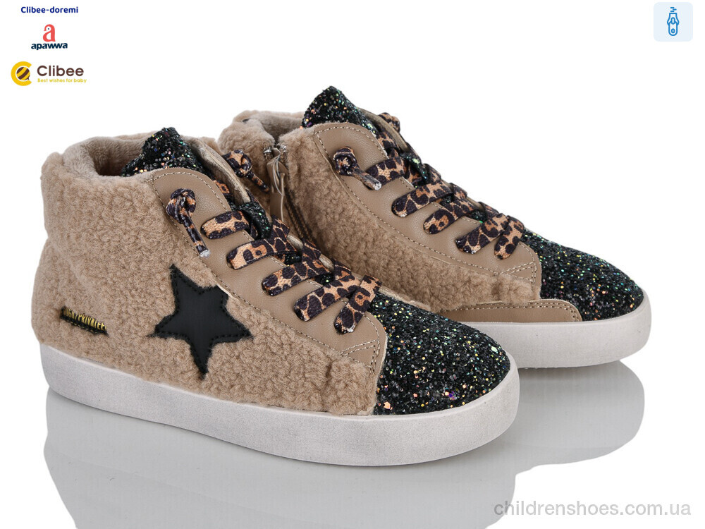 Ботинки ABC591063 beige-black фліс Clibee-Doremi / p. 31-37 / 7пар