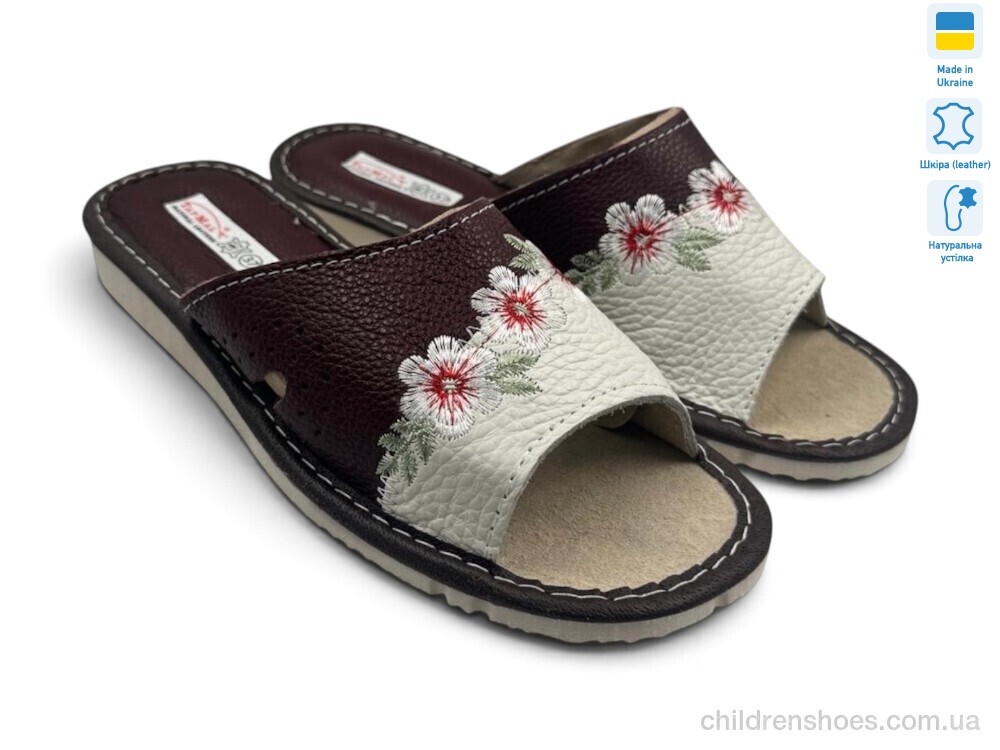 Тапки 004-2 бордово-білий Rai shoes / p. 36-41 / 6пар