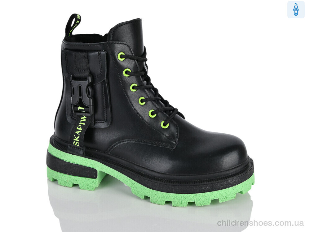 Ботинки 197-36 black-green DINO ALBAT / p. 36-41 / 8пар