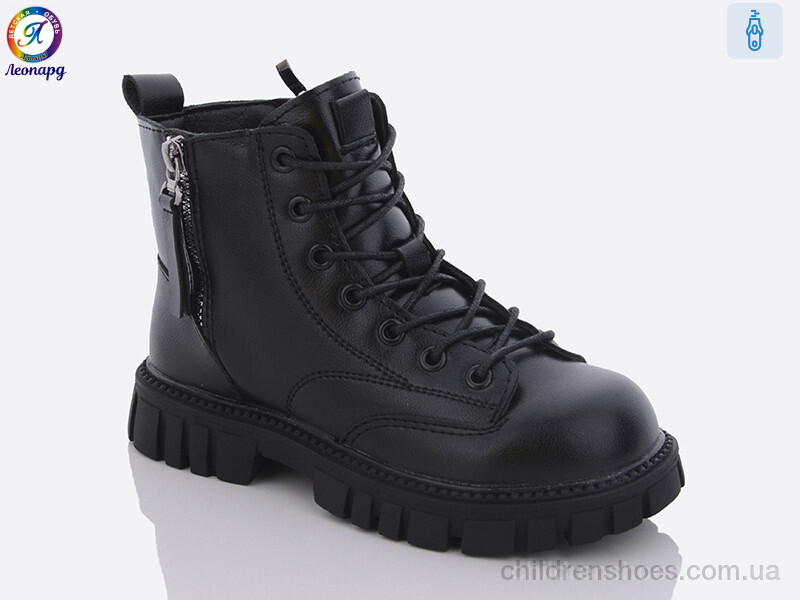 Ботинки B002 black Леопард / p. 32-37 / 8пар