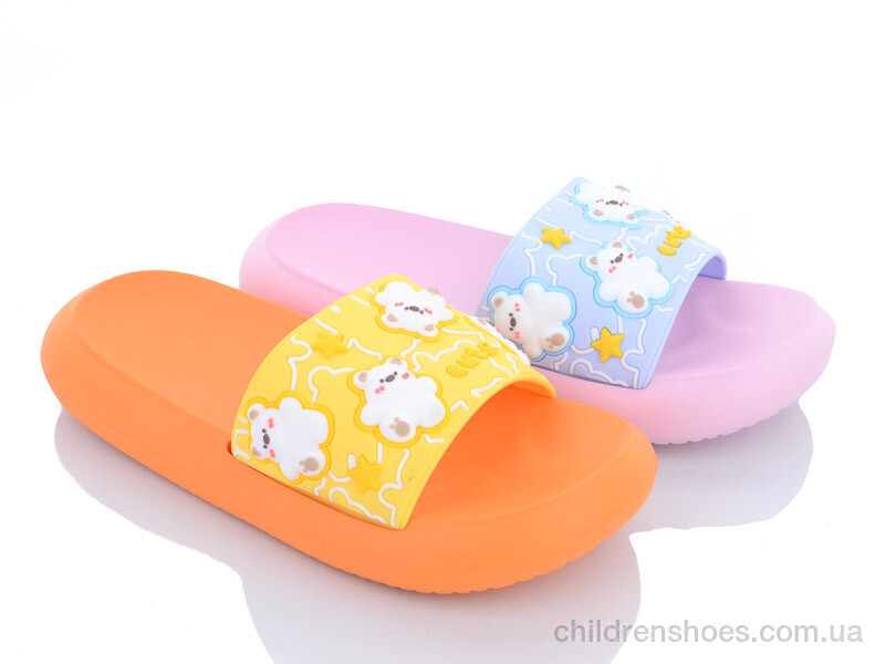 Шлепки женские No brand Шльопки Ж7136-08 помаранч-бузковий mix