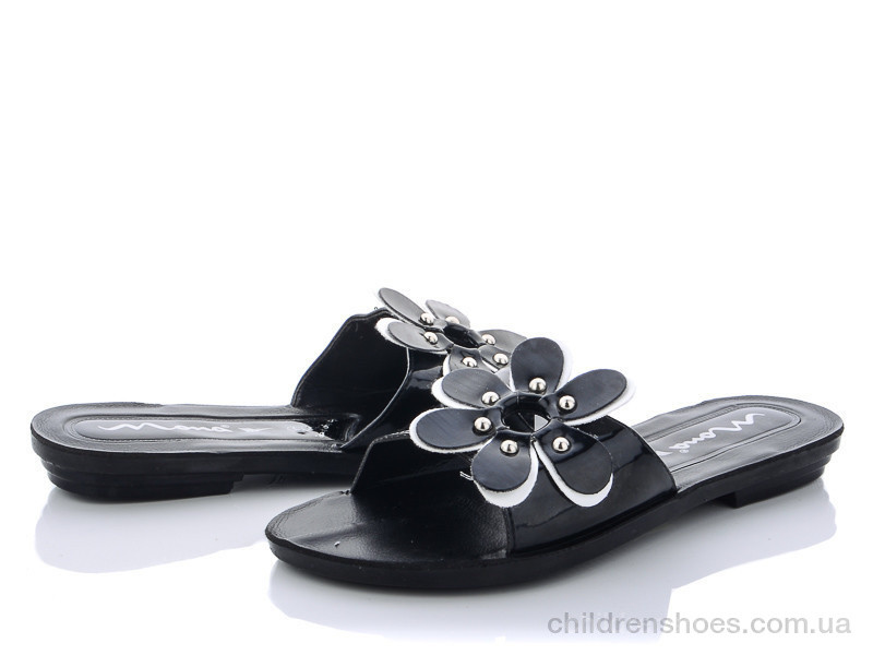 Шлепки женские Mona Ромашка черная