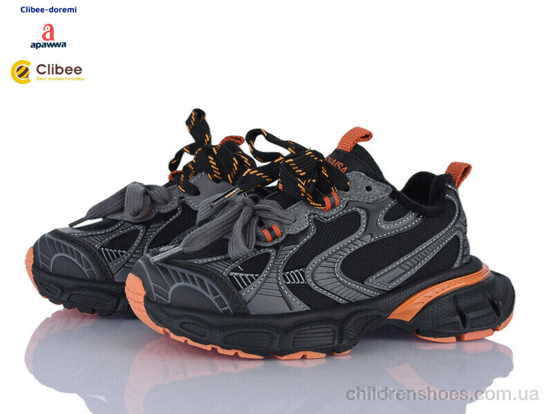 Кроссовки Apawwa A503139 black-orange фліс