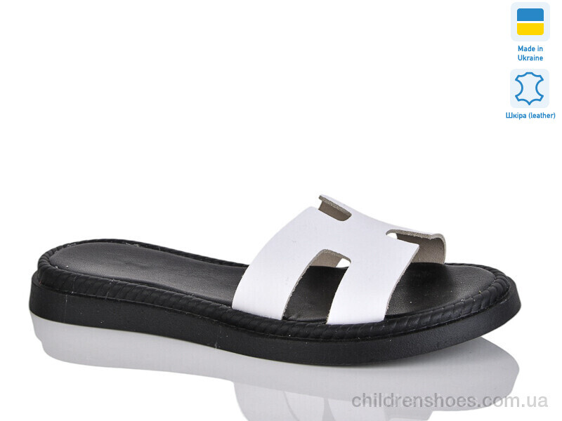 Шлепки женские No brand 501-1 білий к.чорн.під.