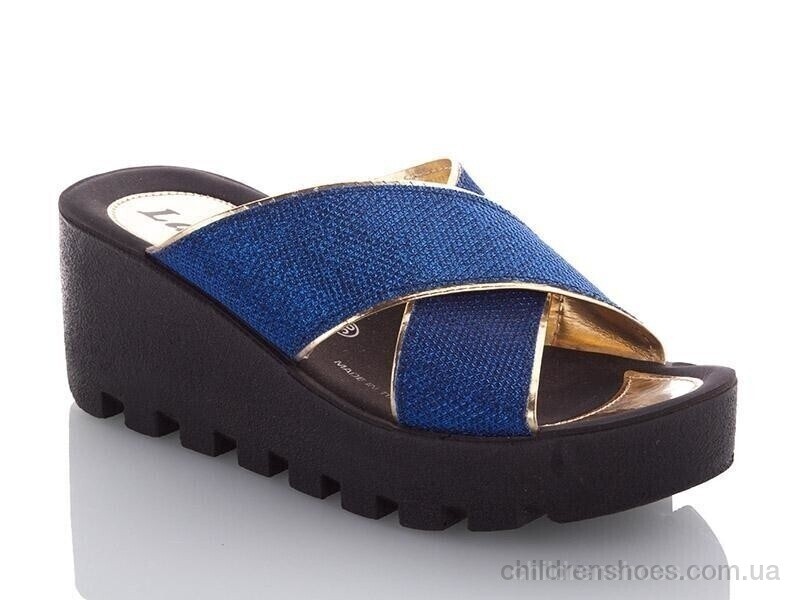 Шлепки женские Demur W777-19 blue-gold