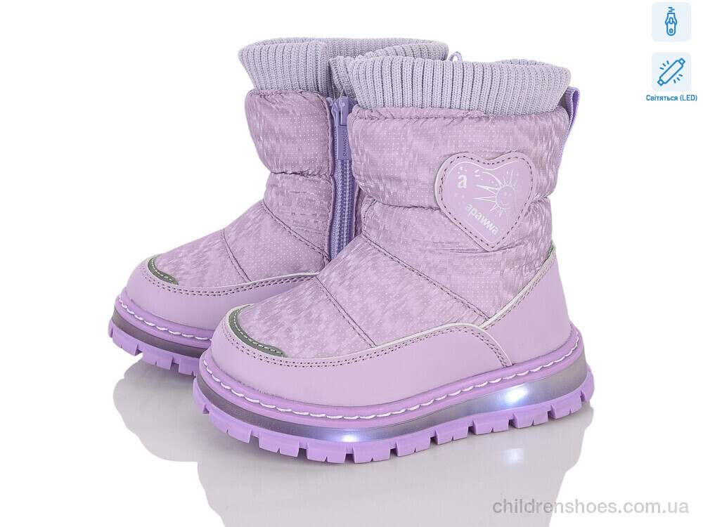 Ботинки D6915P-1 purple LED Clibee-ShoSho / p. 22-27 / 6пар