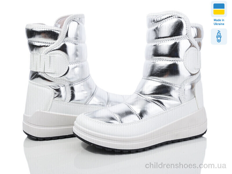 Дутики No brand 463 білий-срібло