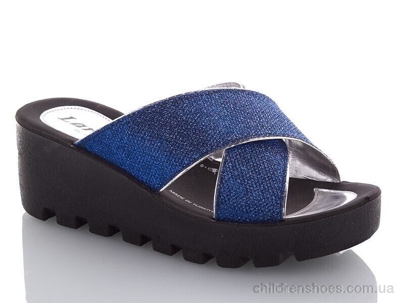 Шлепки женские Demur W777-19 blue-silver