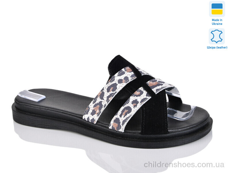 Шлепки женские No brand 502-19 лео біл.ч.з.