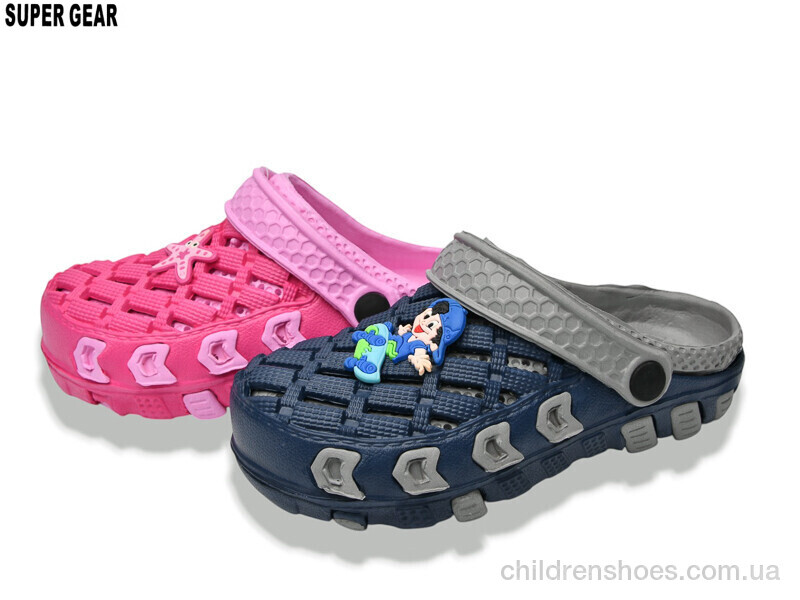 Кроксы No brand 02A-6301 fuxia-grey mix
