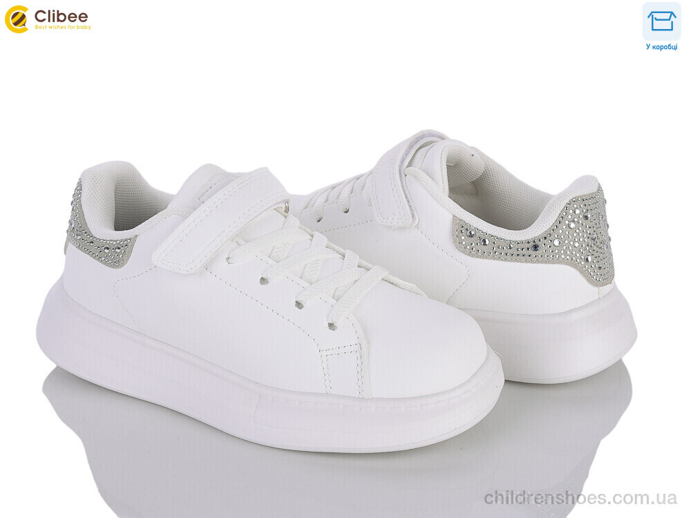 Кроссовки LC1192-2 white-silver Clibee / p. 32-37 / 6пар