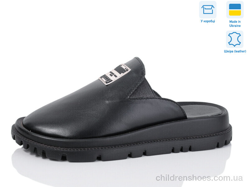 Шлепки женские No brand 001-1 чорна шкіра