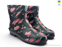 Резиновая обувь Троянда чорний Rai shoes / p. 36-41 / 6пар